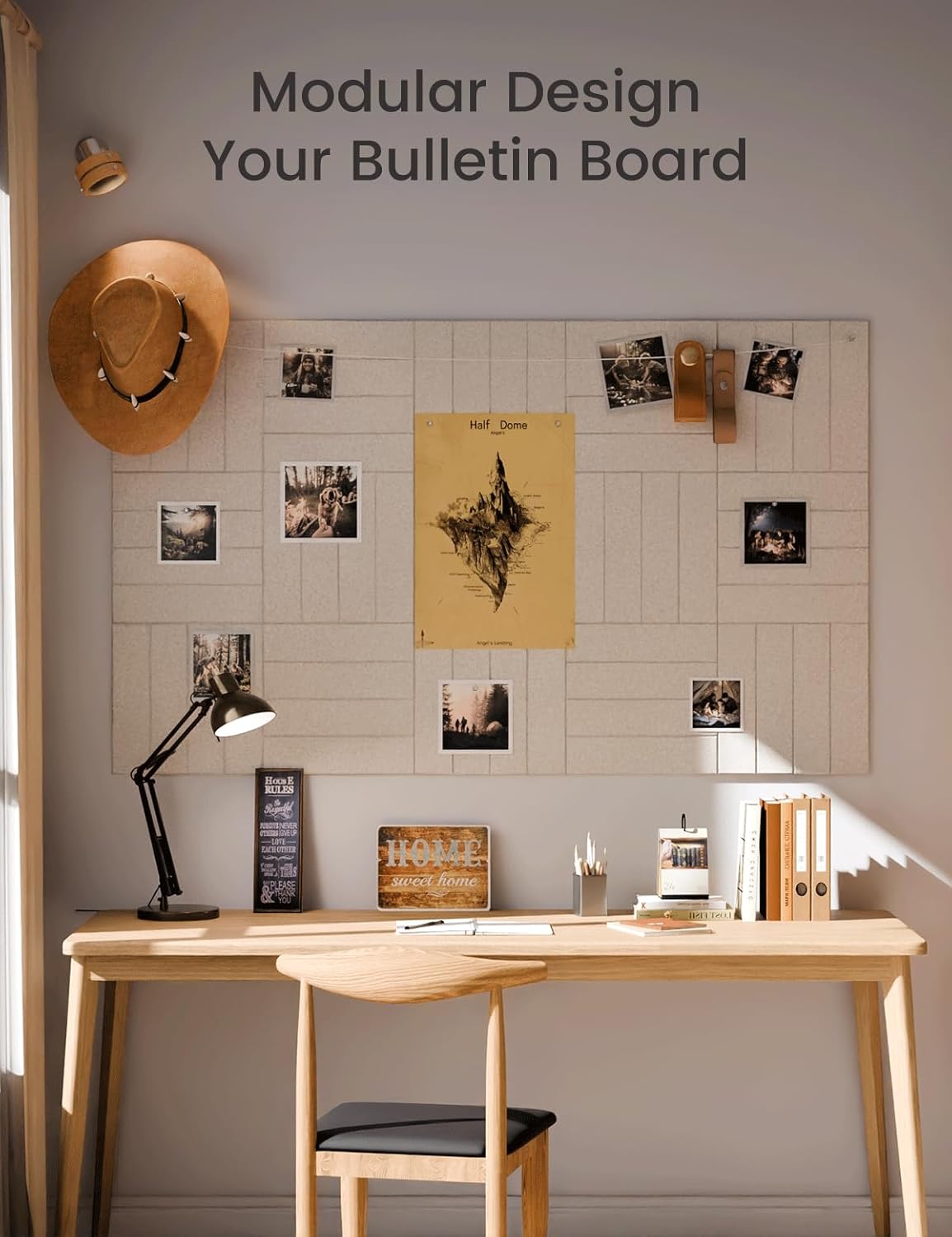 Felt Bulletin Board Tiles Large " Cork Board / Oatmeal / Bold-stripe 12-pack / 48 x 36 / Set of 12