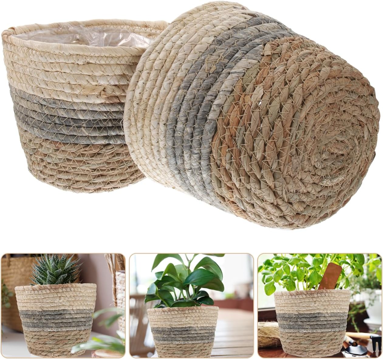 Woven Planter Covers / 7 x 6 / Set of 2