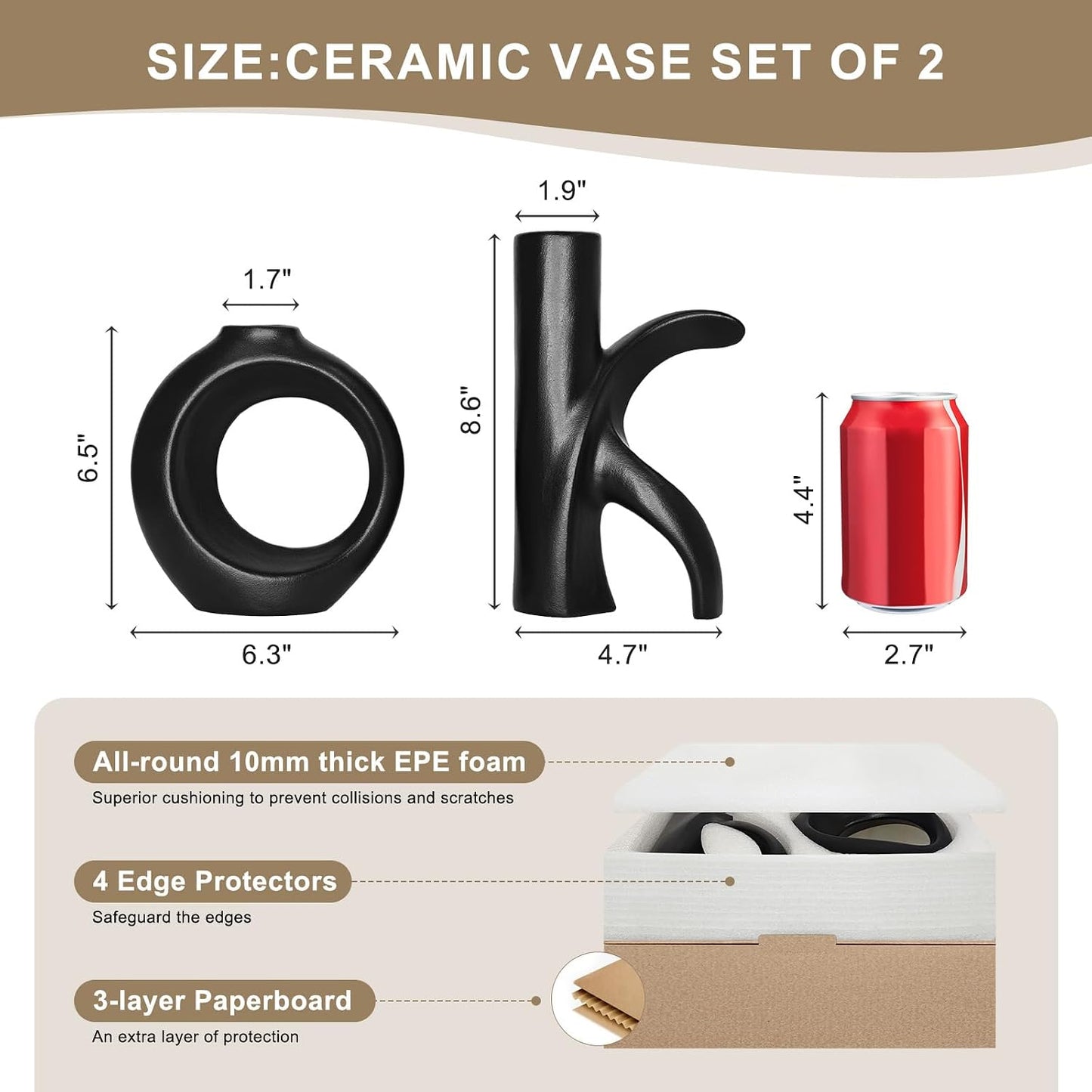 Assemble OK Ceramic Vase / Black / Set of 2