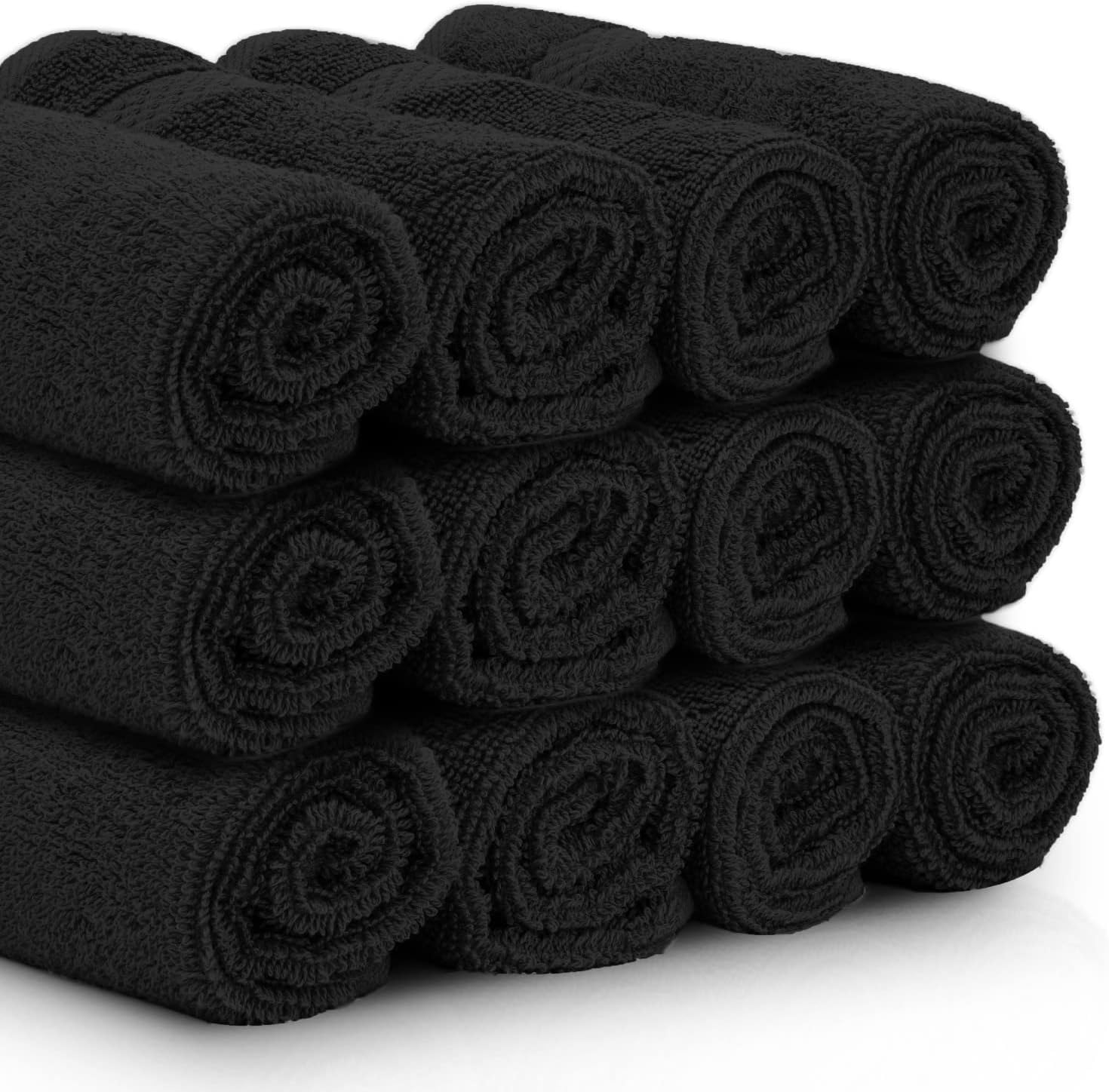 White Classic Luxury Black Hand Towels - Soft 100% Turkish Cotton | Highly Absorbent Hotel spa Bathroom Towel