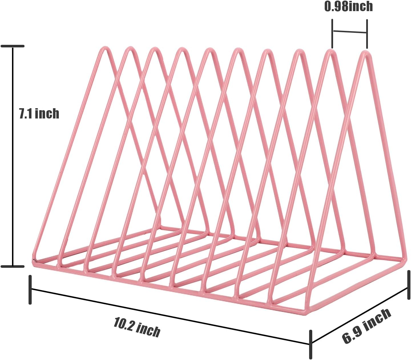 Vinyl Record Holder Storage, 9 Slot Metal Magazine Book Album Display Rack, Stylish Triangle Desktop File Sorter