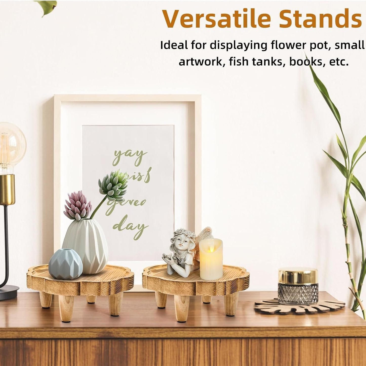 Mini Wood Pedestal Stand / 8.5 Inch / Set of 2