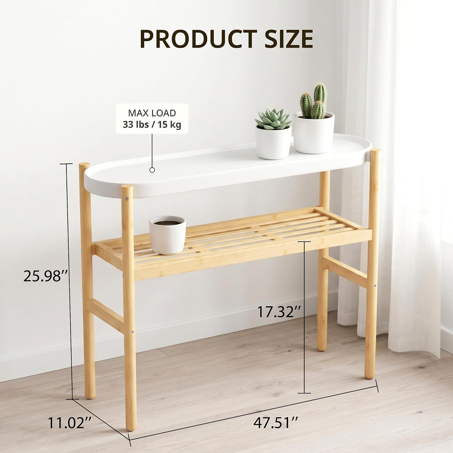 APRTAT 2-Tier Tall Bamboo Plant Stand for Multiple Indoor Plants | Natural Bamboo Holds Multiple Plants Stable