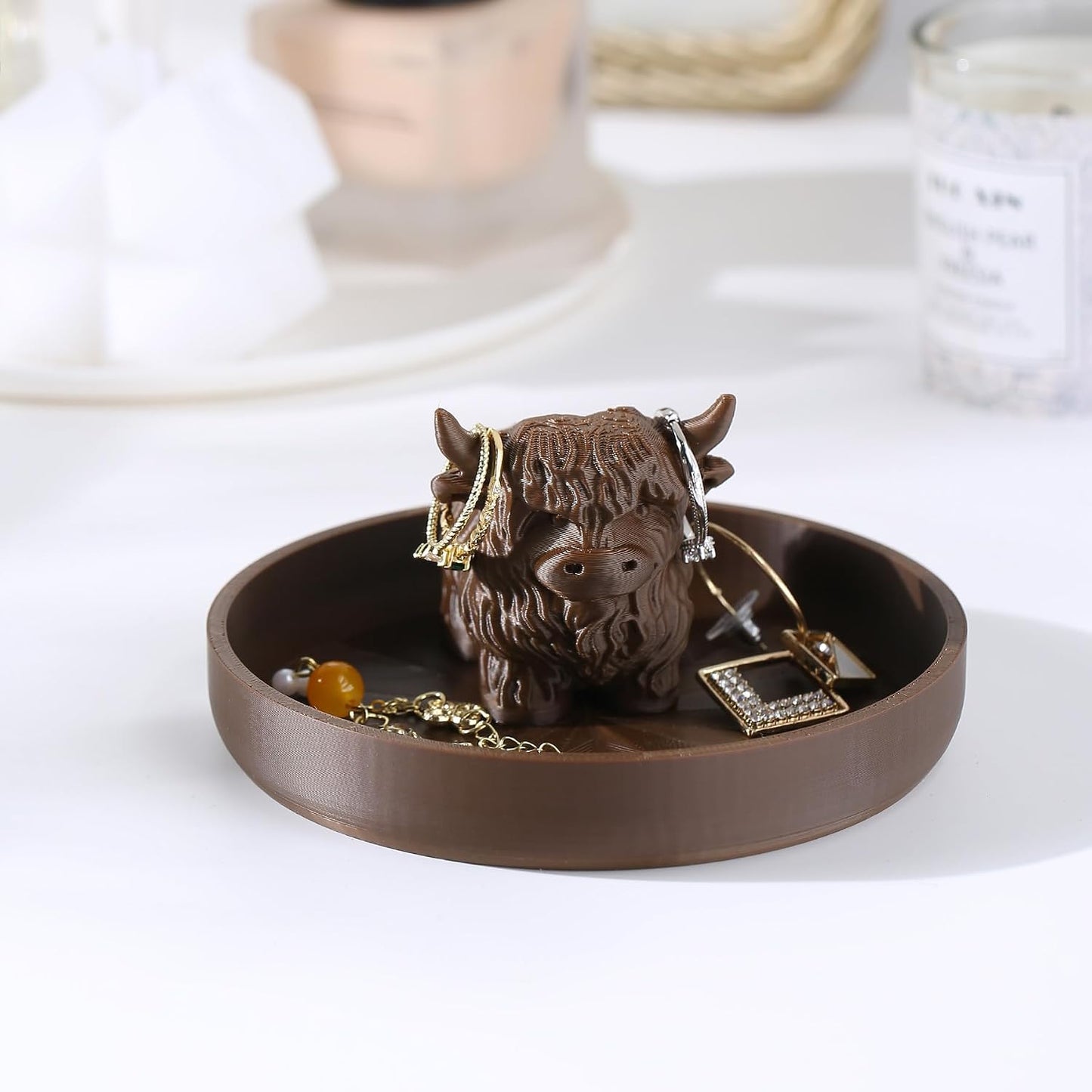 Highland Cow Ring Holder / New Highland Cow Dark Brown