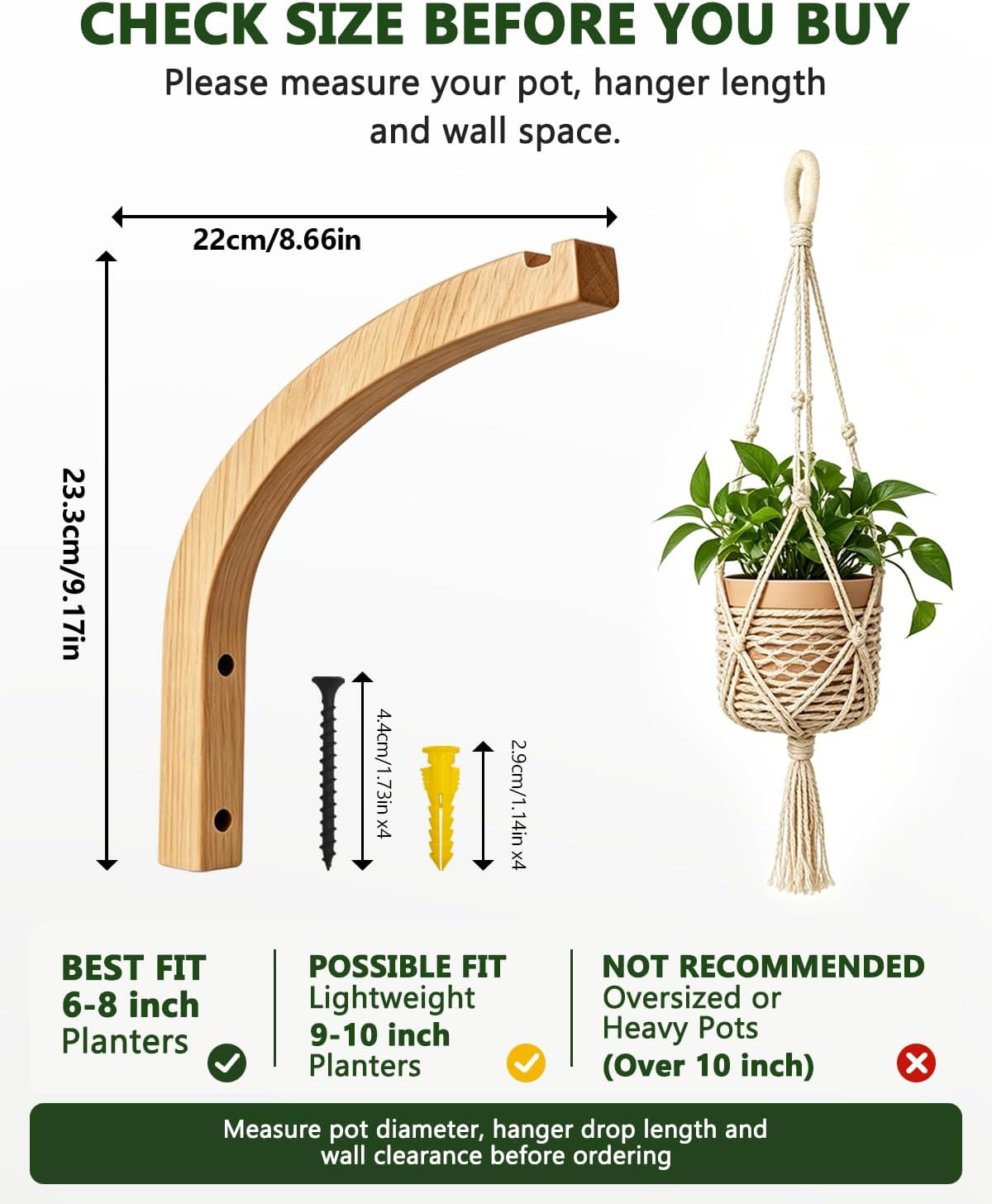 Wooden Plant Hangers / 1-arc Style / Set of 2