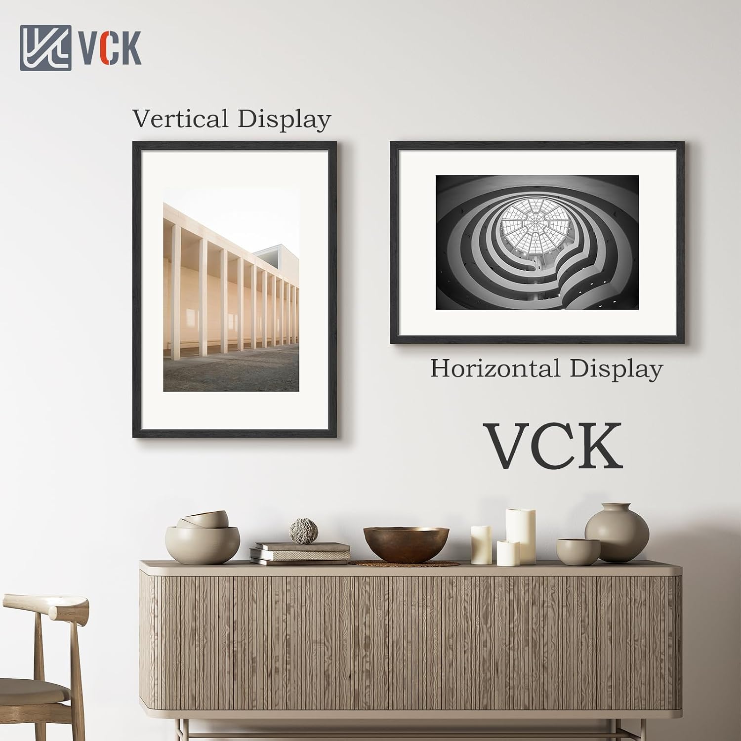 VCK 27x40 Inch Poster Frame Set of 3, Black Woodgrain, Wall Hanging | Wide Border, Exclusive Woodgrain, Shatterproof