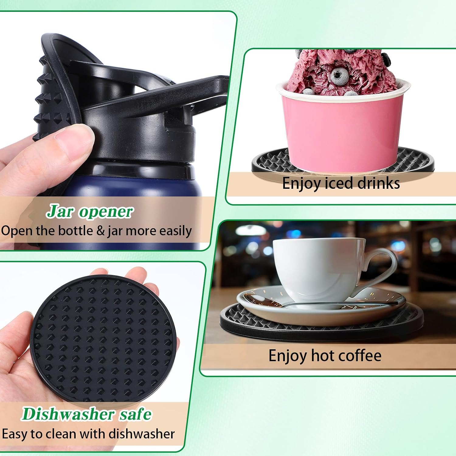 Silicone Coasters for Drinks Nonslip Silicone Drink Coasters Cold Hot Heat Resistant / Set of 36