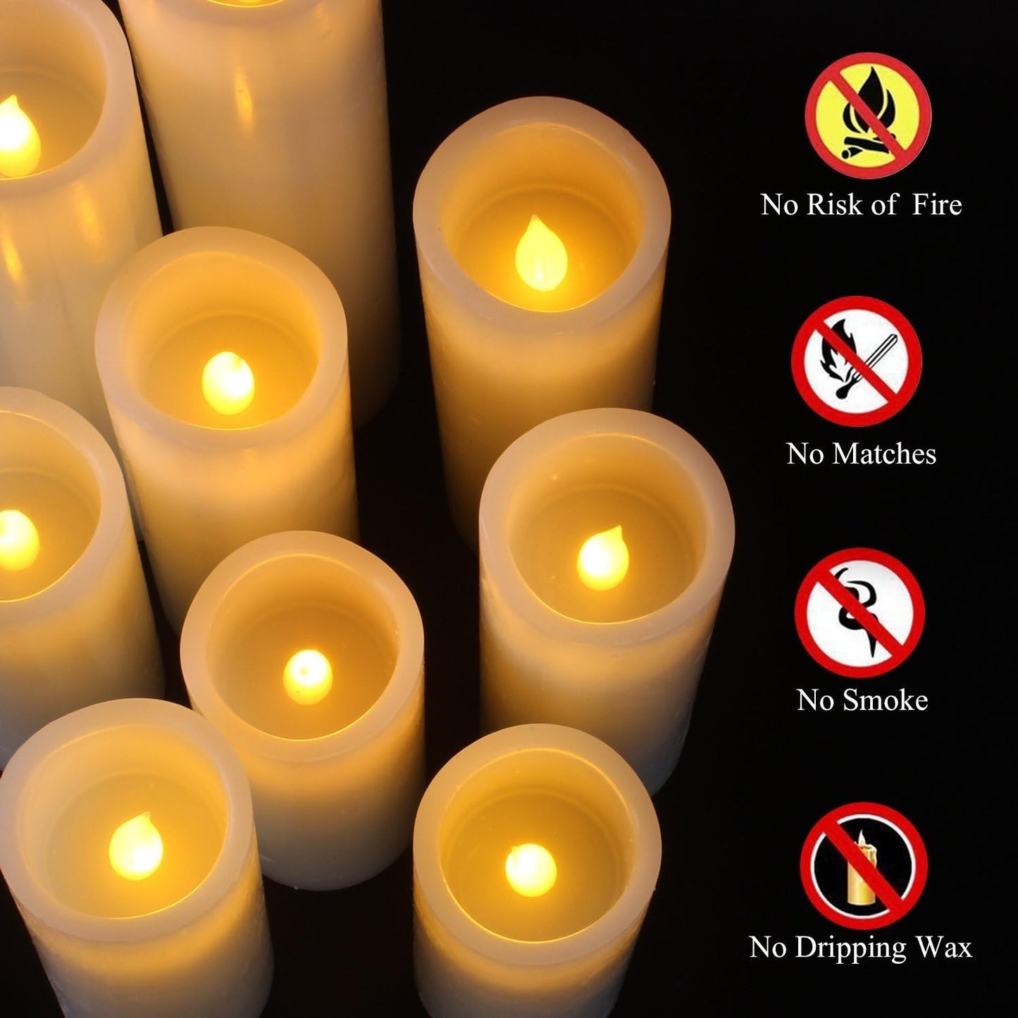 Flameless Candles Battery Operated Candles Real Wax Pillar LED Candles with 10-Key Remote and Cycling 24 Hours Timer