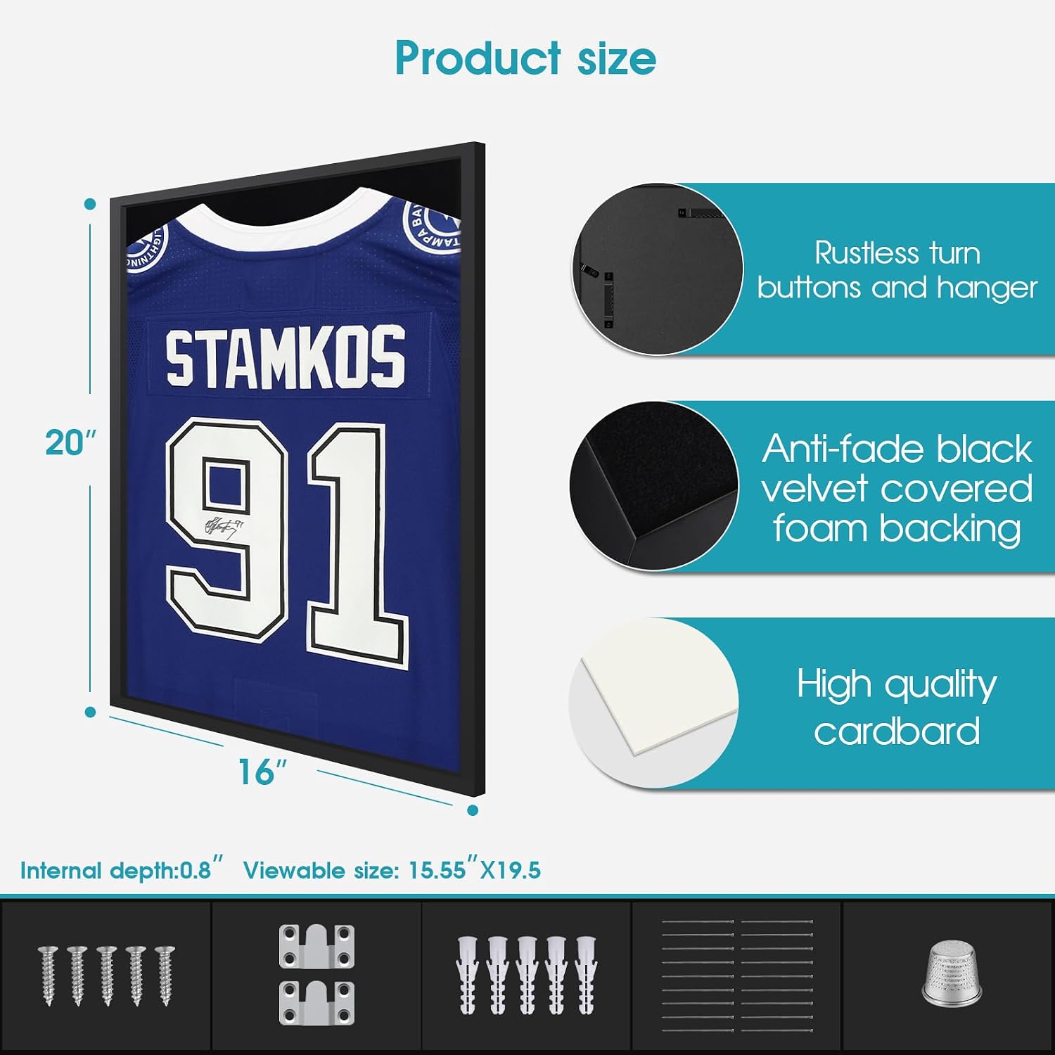 1DOT2 16x20 Small Shadow Box Frame, Pine Wood Jersey Frame Display Case | Grade A Natural Pine Wood,HD Acrylic Front