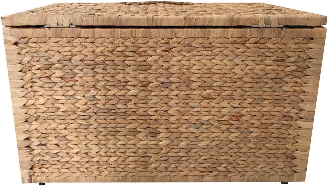 Metal Frame / Water Hyacinth Wicker Storage Trunk / Natural / 30 x 17.5