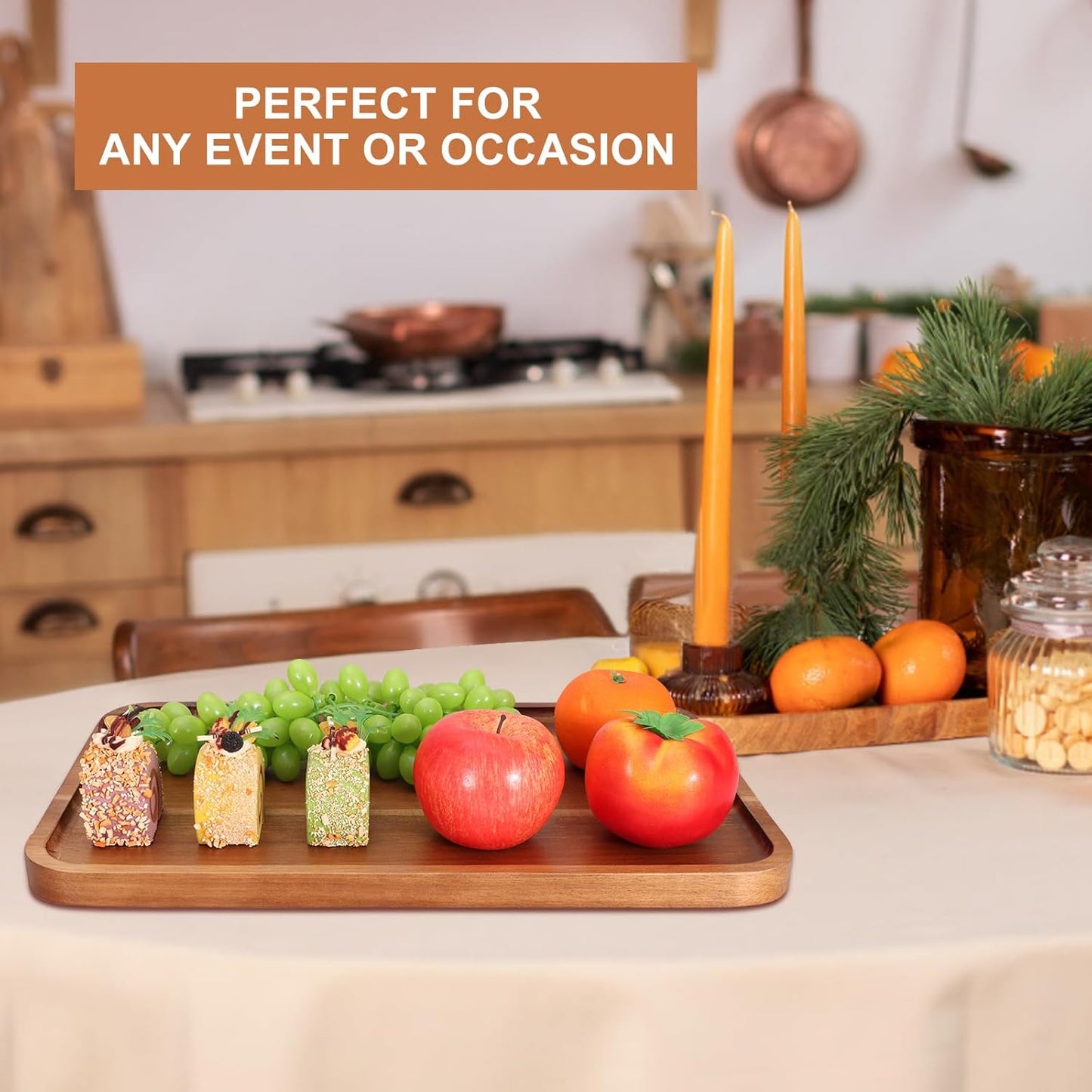 Rectangular Wooden Platters Long Charcuterie Boards Decorations Serving Trays Platter / 14 x 8 x 0.8