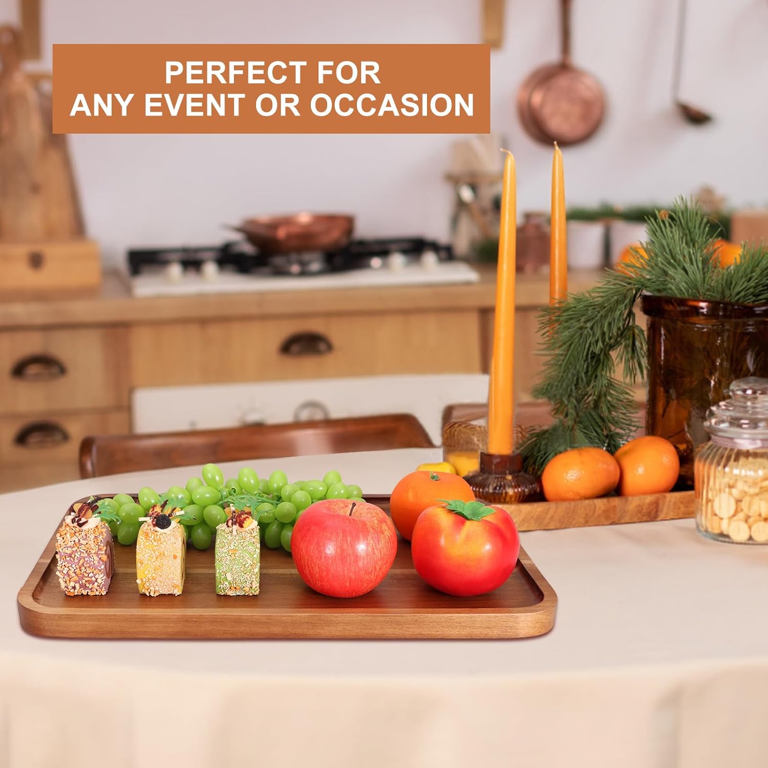 Rectangular Wooden Platters Long Charcuterie Boards Decorations Serving Trays Platter / 14 x 8 x 0.8