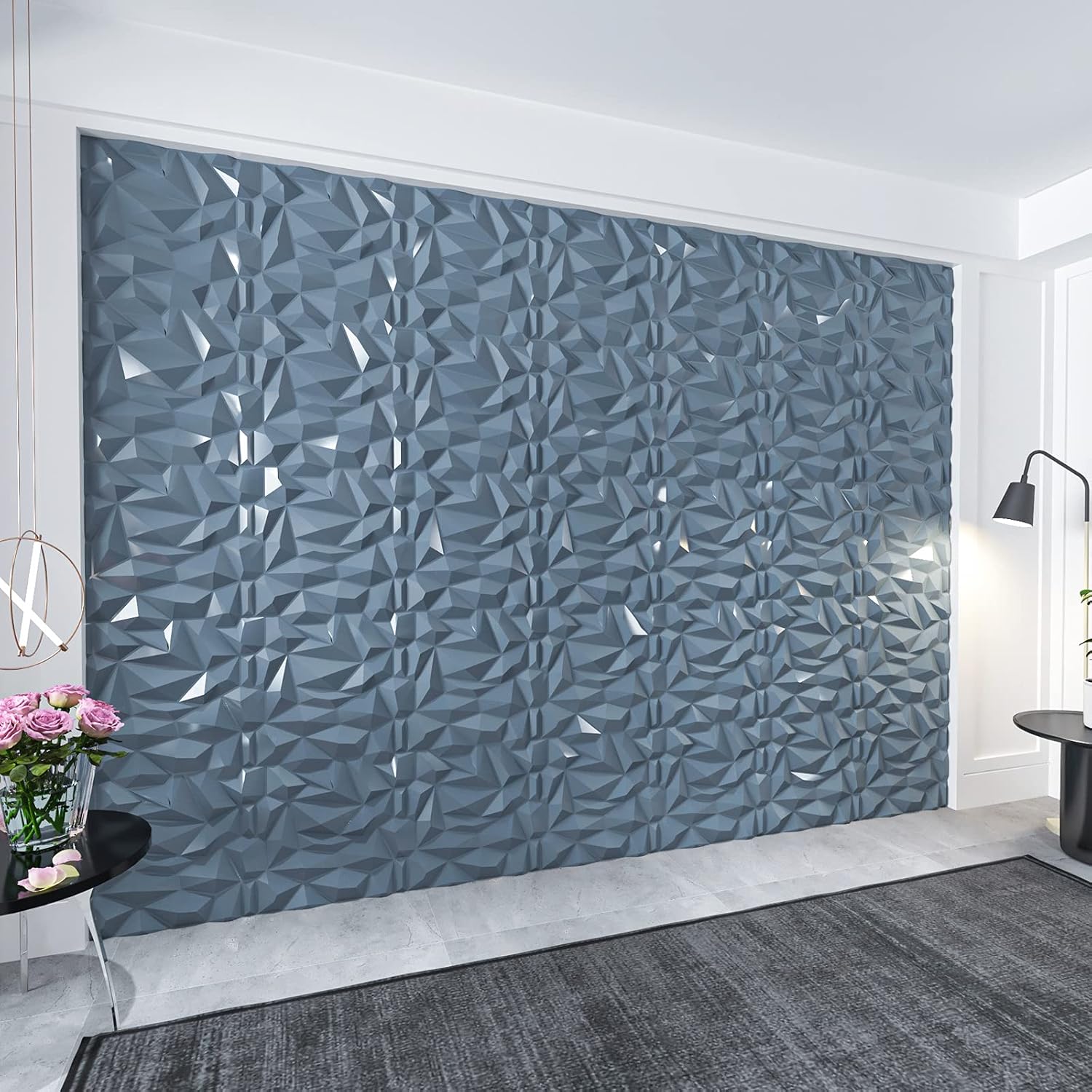 Art3d Decorative 3D Wall Panels 19.7" x 19.7" (Pack of 12), Wall Panels for Home, Office, Coffee Shop, Gray