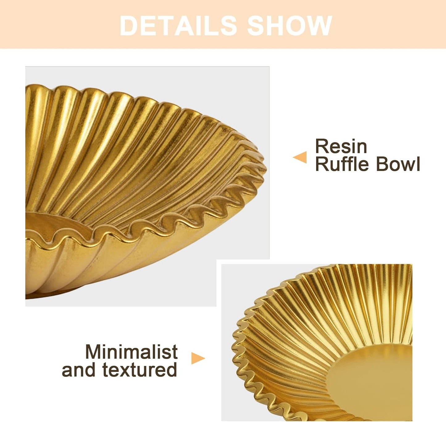 Artificial Resin Scalloped / Gold / 8.65 Inch