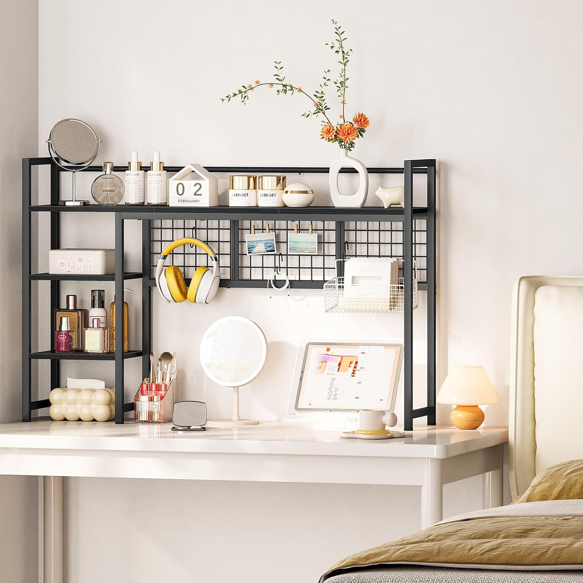 Snughome Desk Shelf, 44.9" Desktop Organizer Shelf, Desk Hutch for Computer Monitor, 4 Tier Desk Display Rack with