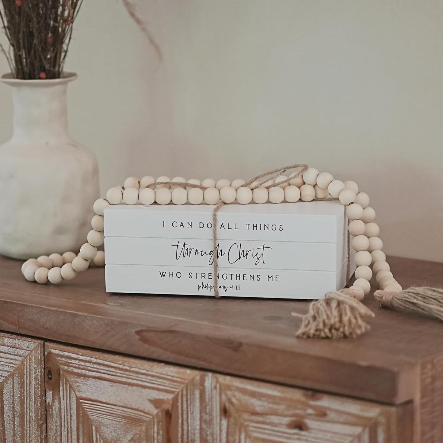 Wooden Faux Book for Decoration / I CAN DO ALL THINGS