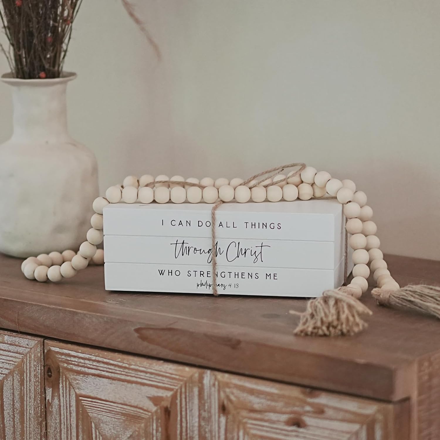 Wooden Faux Book for Decoration / I CAN DO ALL THINGS