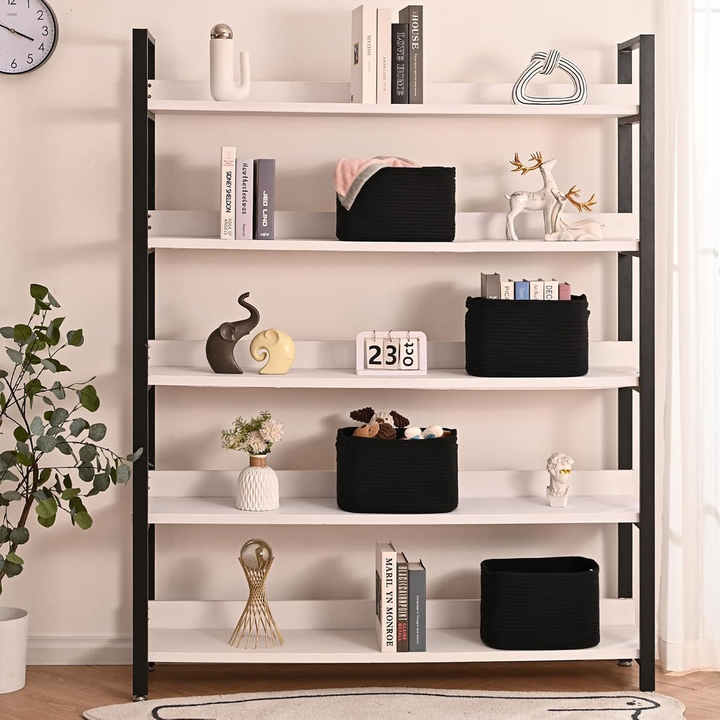 Woven Cotton Rope Baskets for Storage / Black