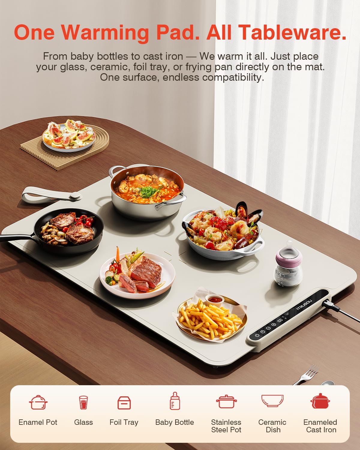 Electric Warming Tray 99H Continuous Heat / 25 x 16 / 120V / Beige