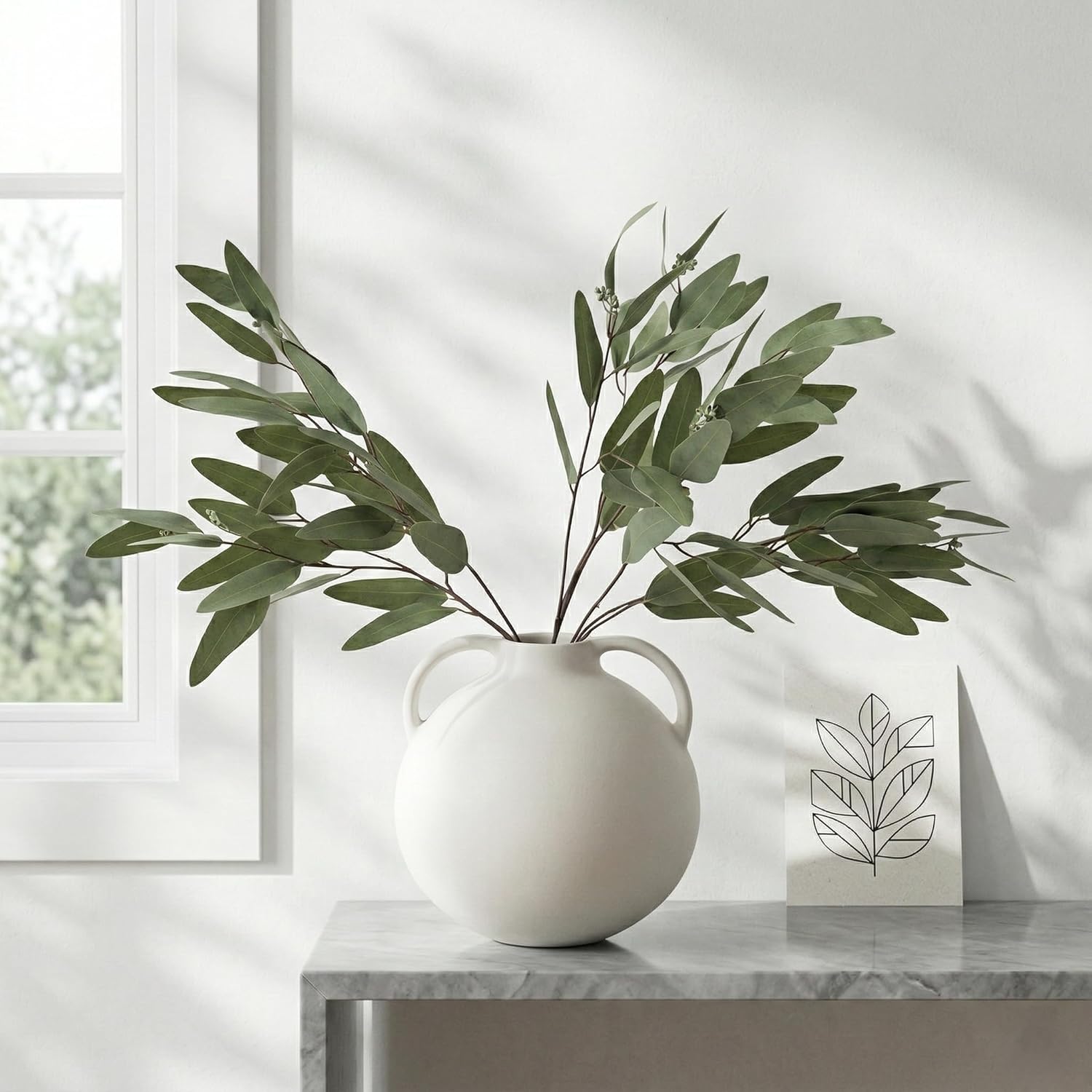 Faux Seeds 31'' Tall Fake Plants Leaves Olive Tree Branches / Eucalyptus with Seed / Set of 3