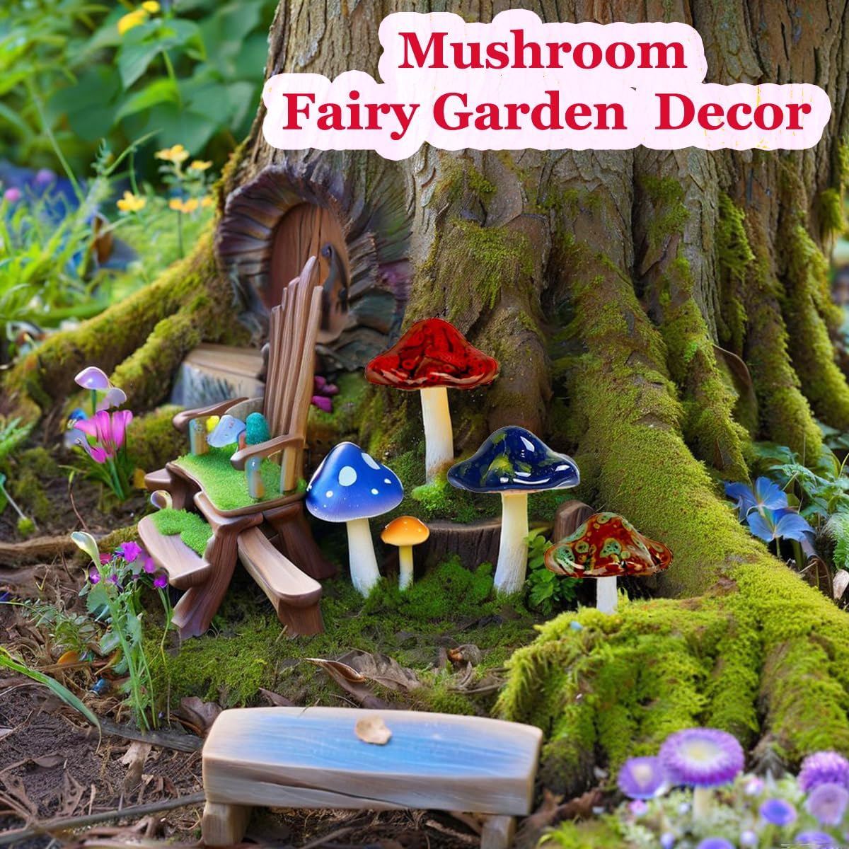 Ceramic Mushrooms / Mushroom Decor / 5 Inch / Set of 6