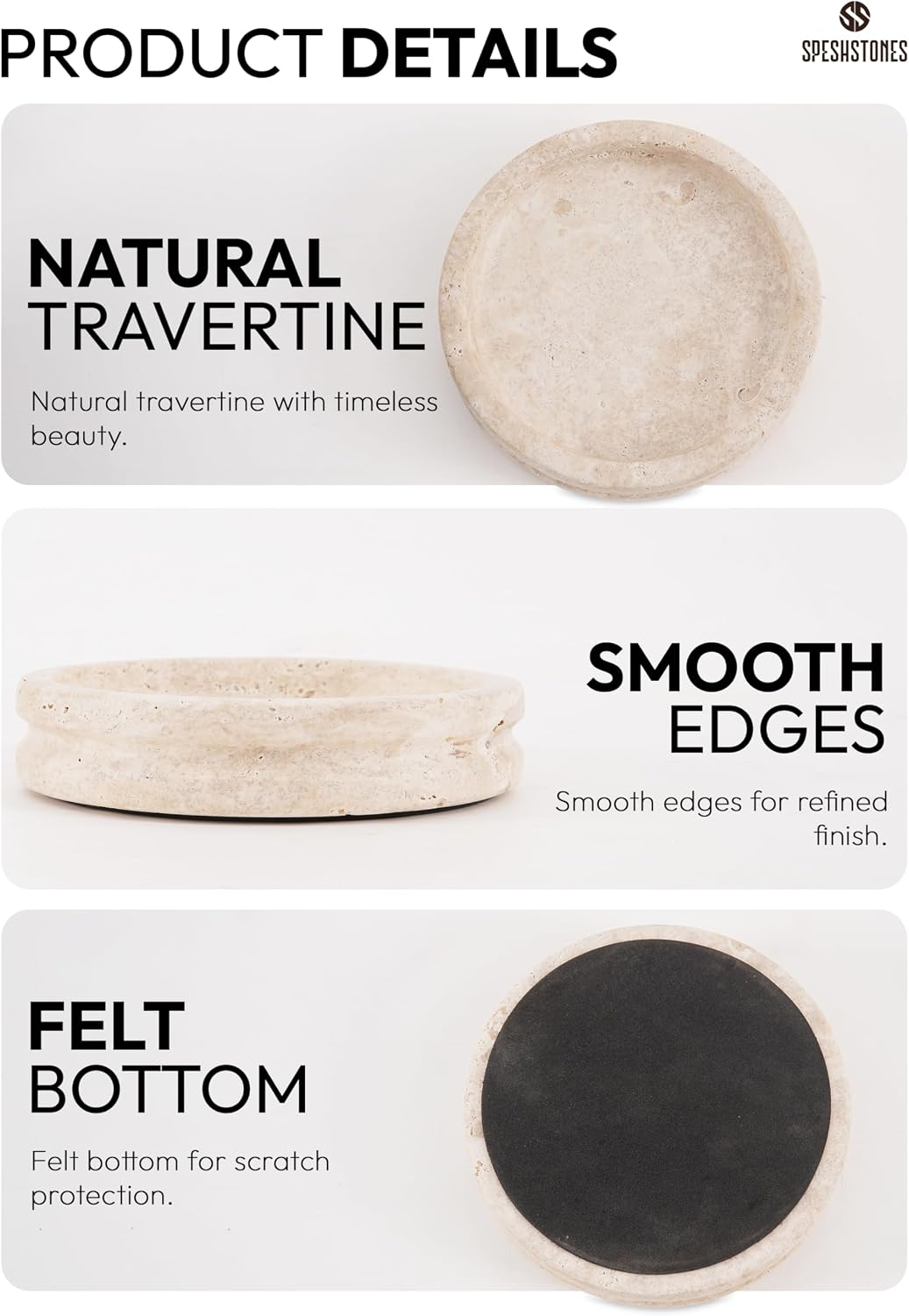 Key Tray / Candle & Trinket Dish / Travertine / 5 Inch