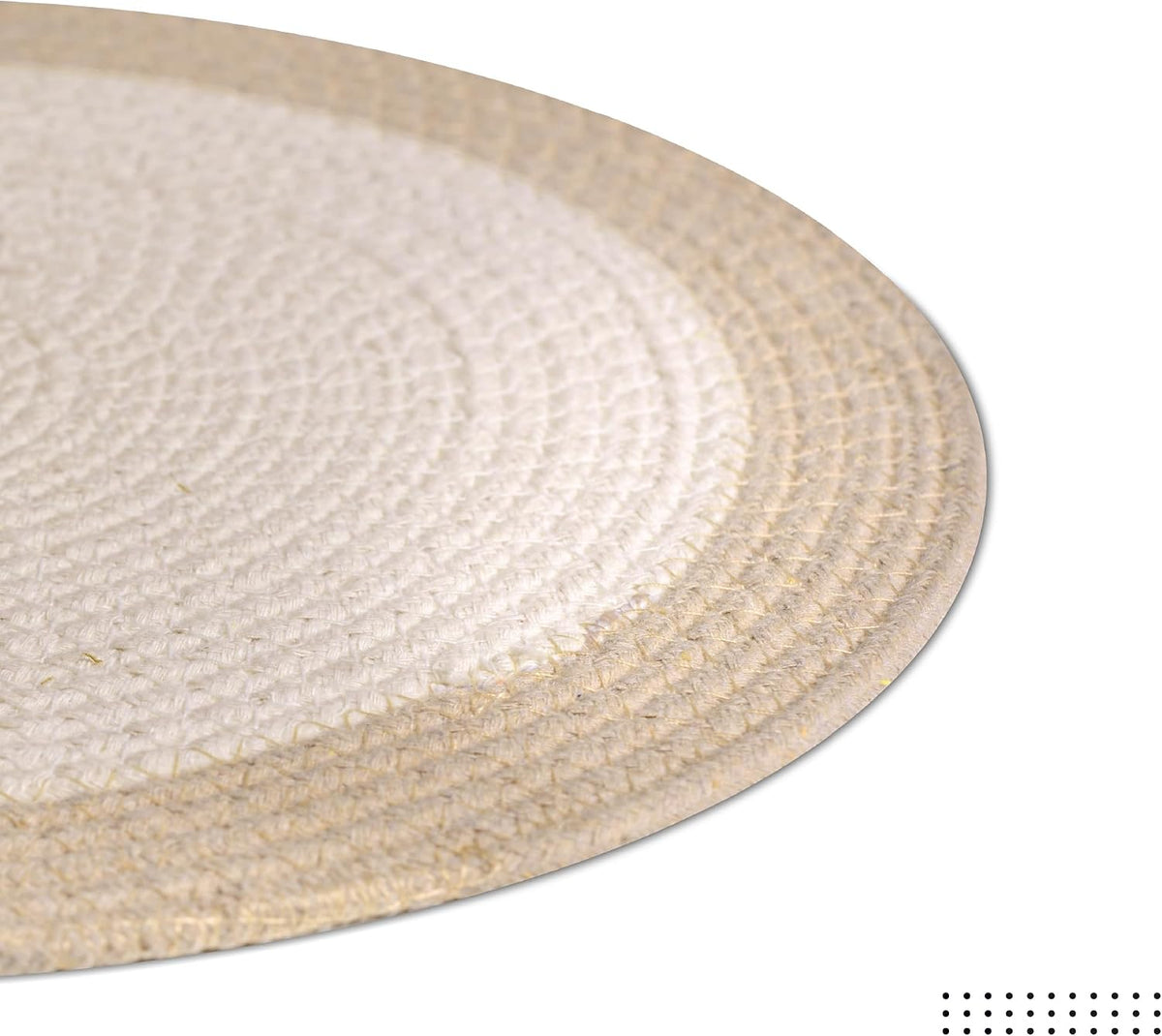 Encasa XO Placemats, Round Cotton Dining Table Mats 13" | Off White & Beige, Handcrafted Ribbed Texture | Heat