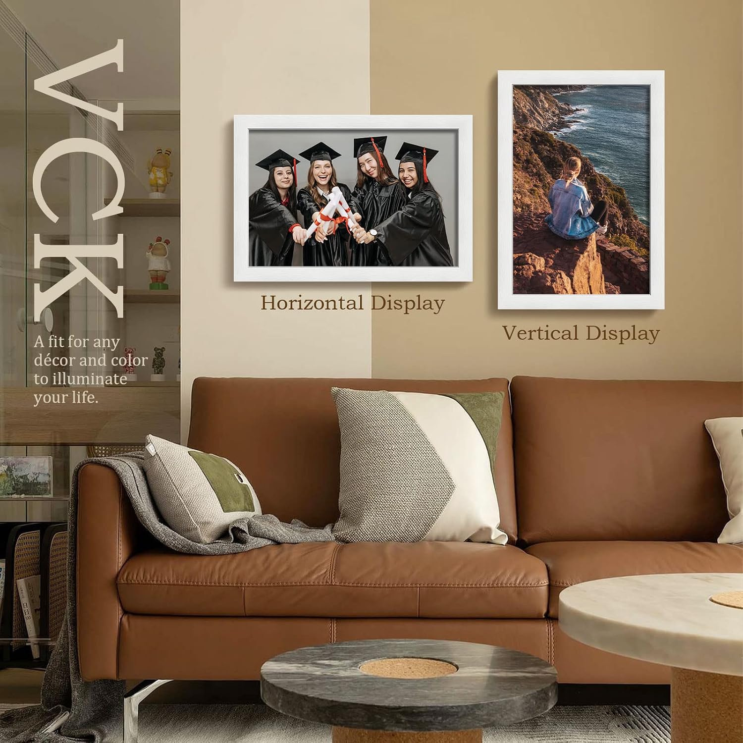 VCK 12x18 Frame White 4 Pack, Wide Thick Wood Border, for Poster/Print | Exclusive Woodgrain, Wall Hanging, HD