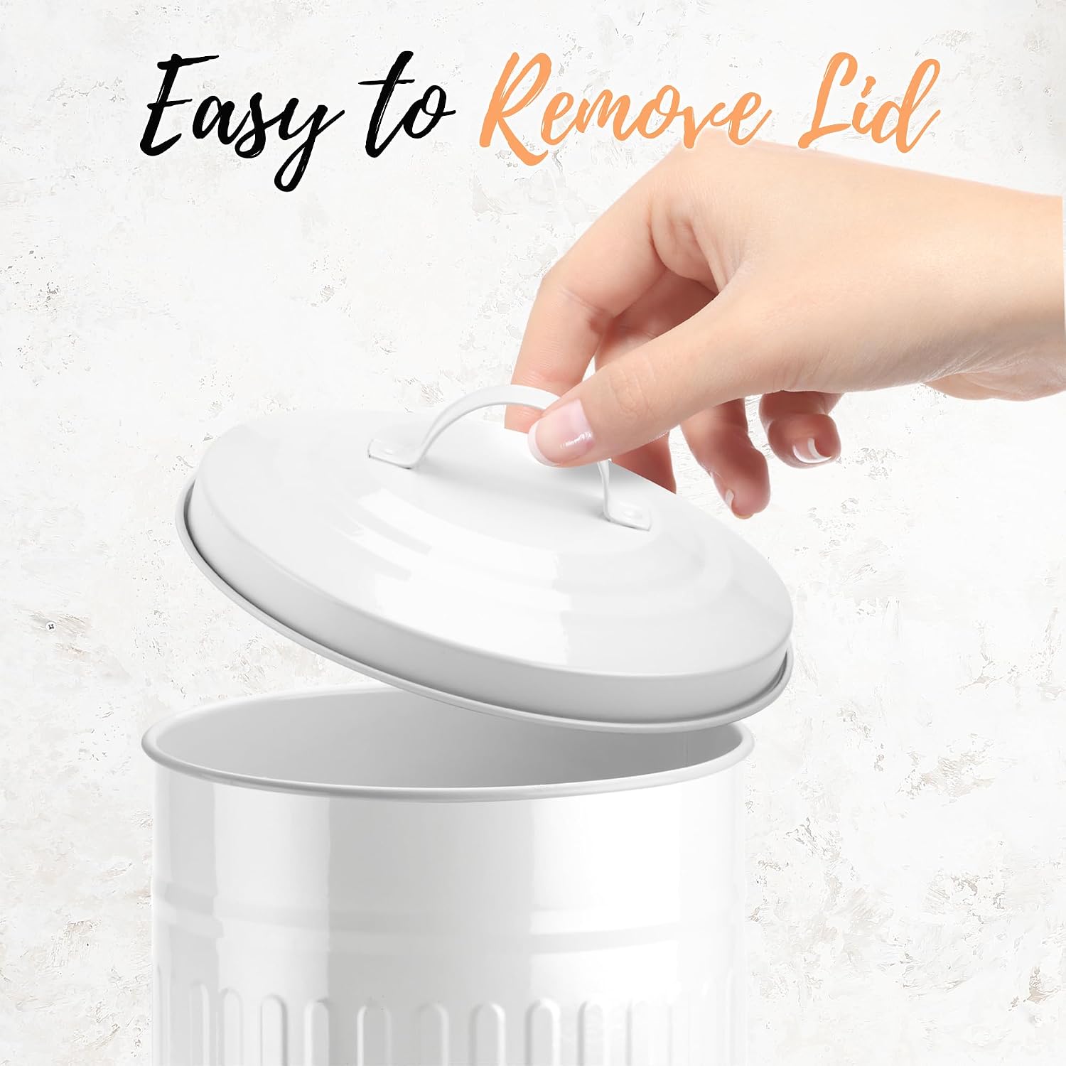 Autumn Alley White Toilet Paper Holder Canister with Lid – Vertical Rustproof Free-Standing Farmhouse Metal Toilet
