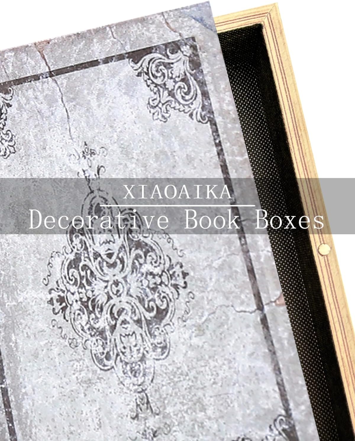 Wooden Book Box / 3 x Gray Vintage / Set of 3