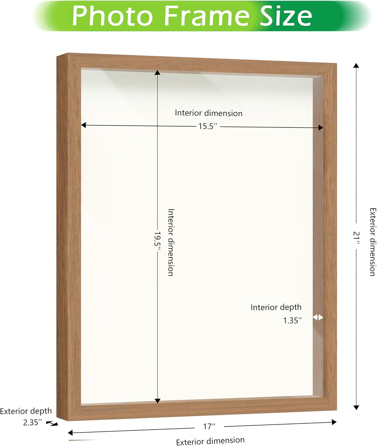 FrameWorks 16" x 20" Original Golden Oak Wooden Shadow Box Frame – Soft Felt Back, Tempered Glass, and Included Elegant