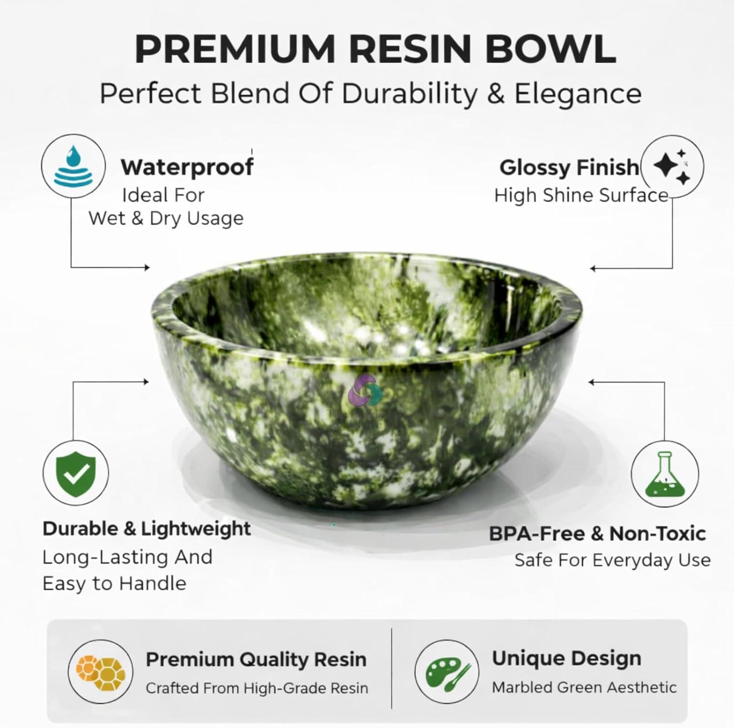 Elegant Handcrafted Resin Bowl / Green Onyx