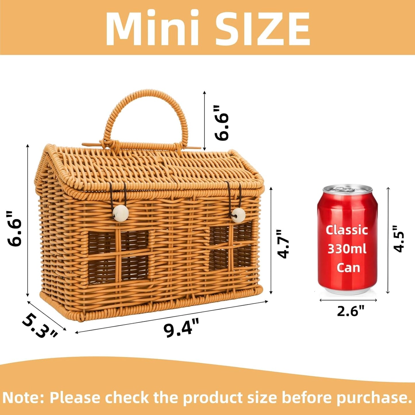 Small Rattan House Shaped Basket