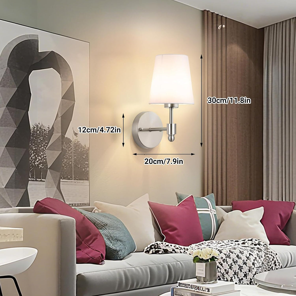YHCDLAMP Battery Operated Wall Sconces Set of Two, Rechargeable Wireless Wall Lights with 10000mAh RGB Dimmable