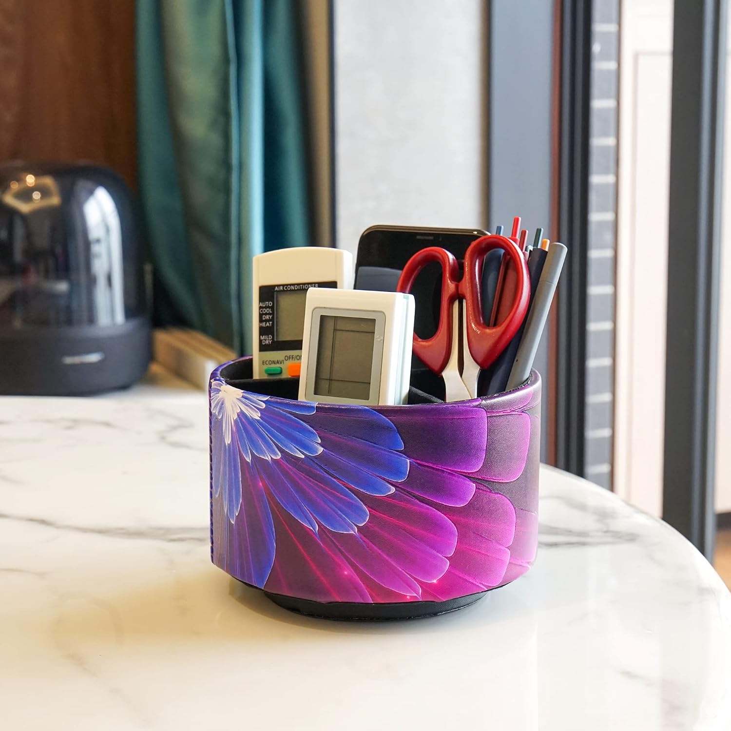 Remote Control Holder / 1-blue Fractal Flower / 360 Degree Rotation