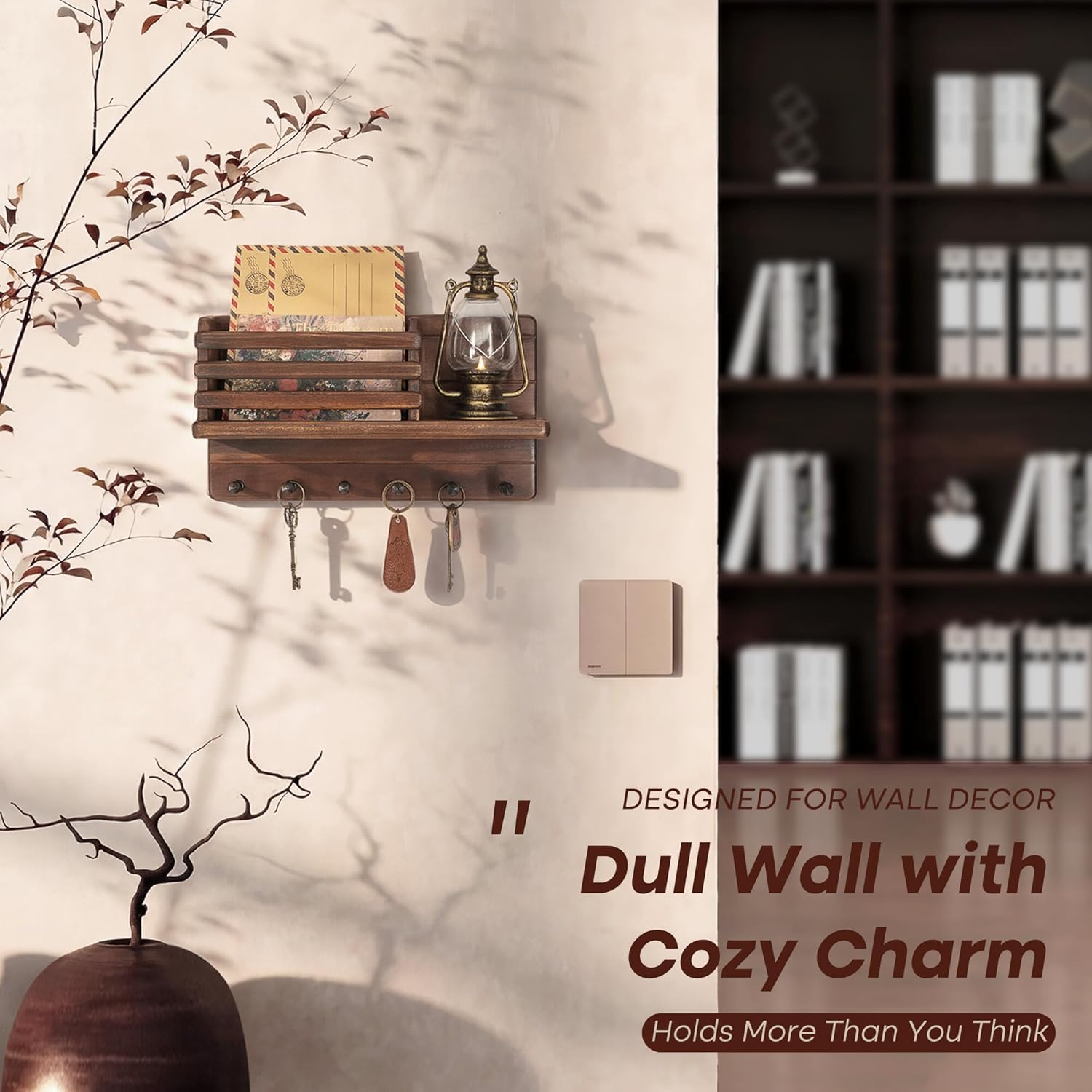 Floating Shelf & 6 Hooks / Brown