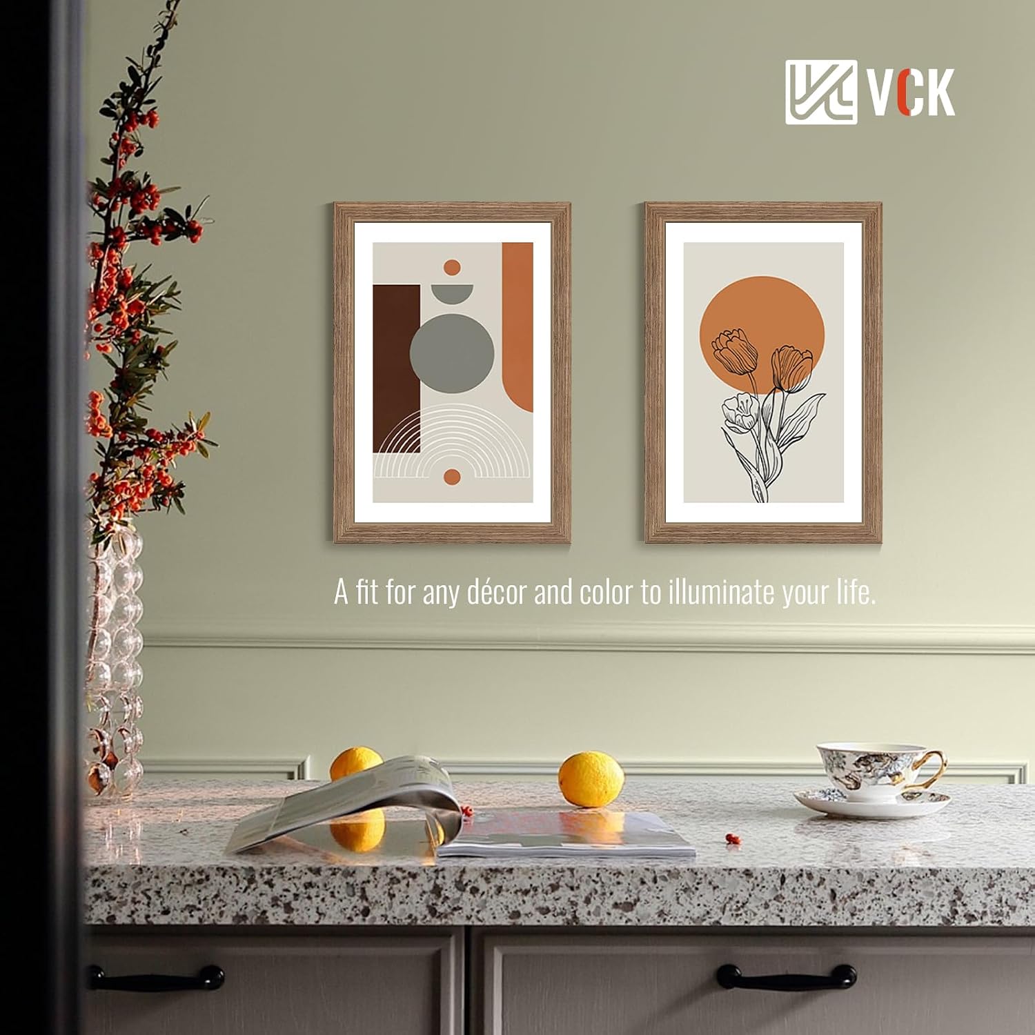 VCK 12x18 Frame Walnut 4 Pack, Wide Thick Wood Border, for Poster/Print | Exclusive Woodgrain, Wall Hanging, HD