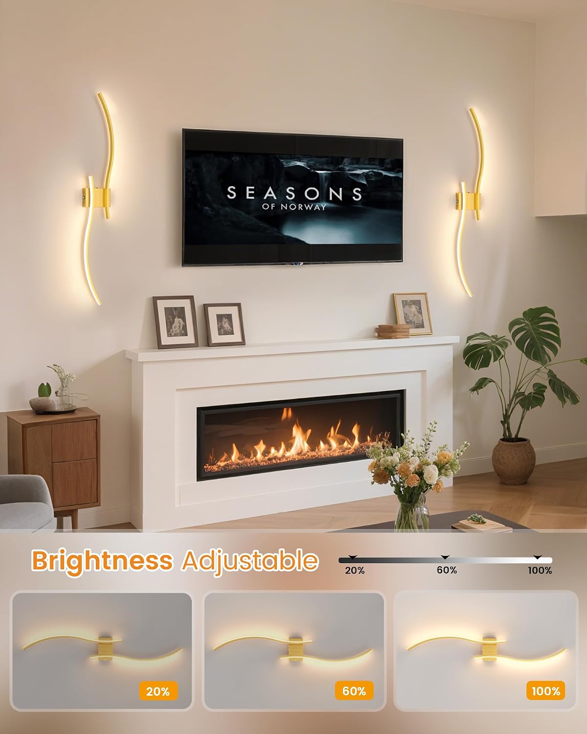 VOLISUN Battery Operated Wall Sconces Set of Two, 39.4 inch Wireless Wall Sconces, 3000K-6500K Dimmable Wall Lamps with