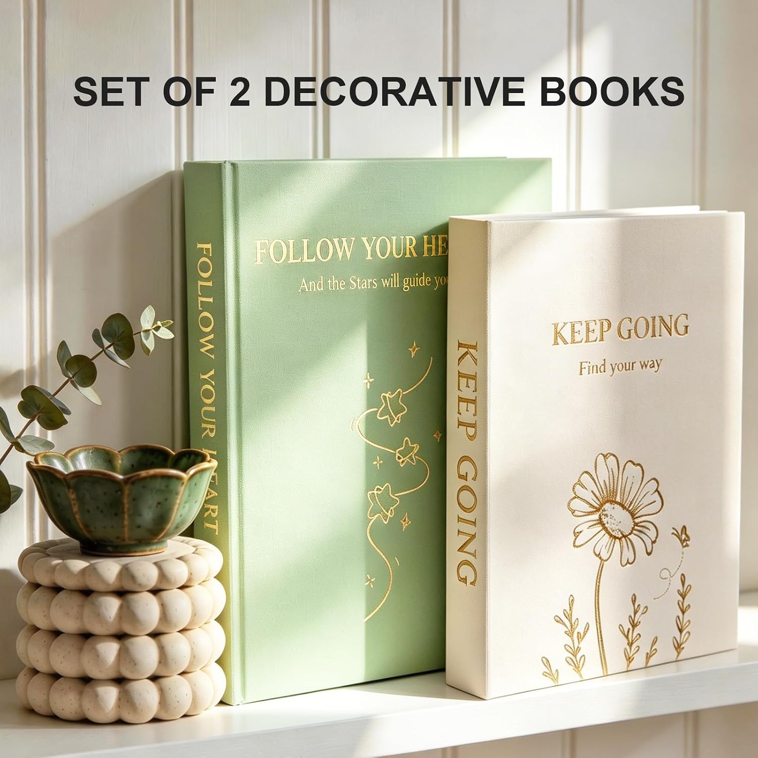 2 Linen Coffee Table Books / Sage-apricot