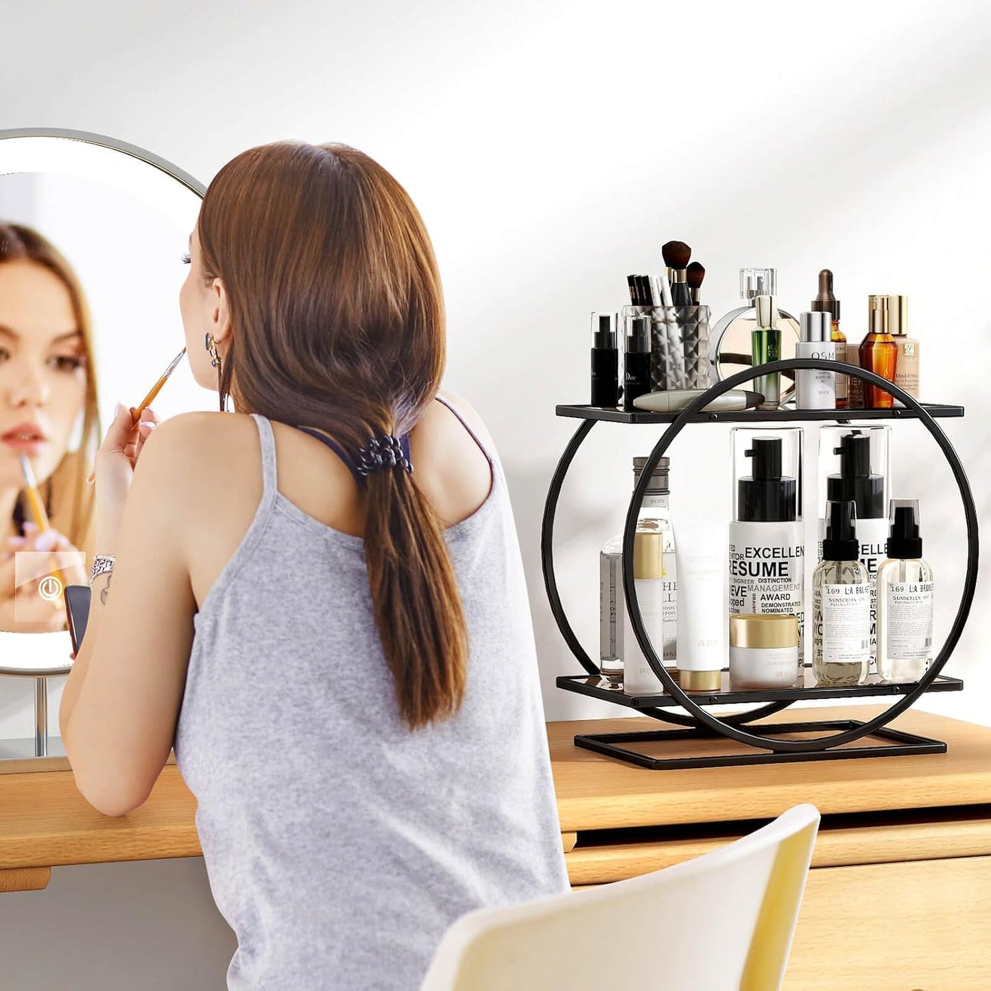 Bathroom Organizer / Perfume Organizer for Dresser / Black Brown
