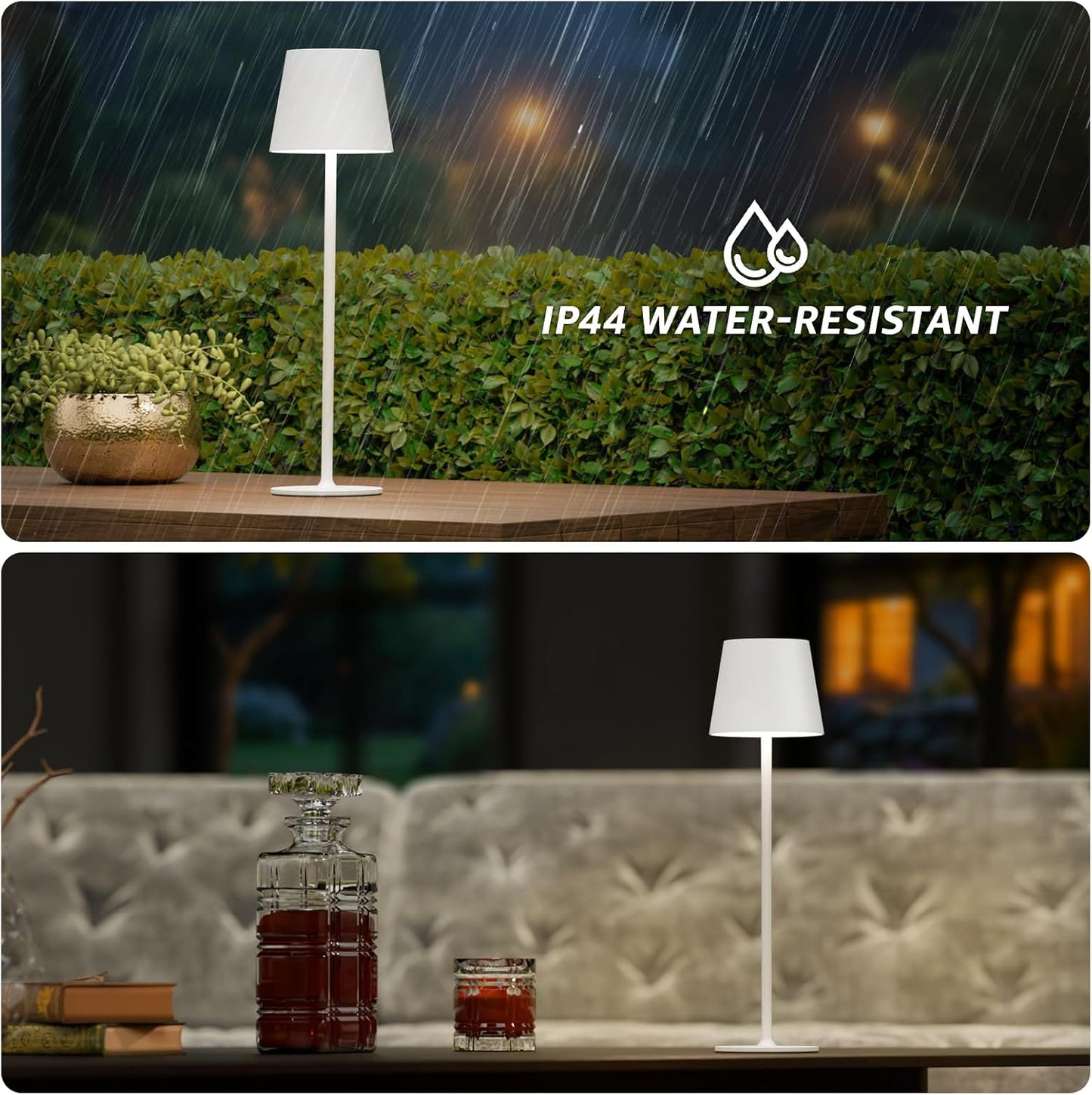 uuffoo 2 Pack Cordless Table Lamp Rechargeable 5000mAH Battery Operated Lights Touch Control LED Portable Desk Lamps 3