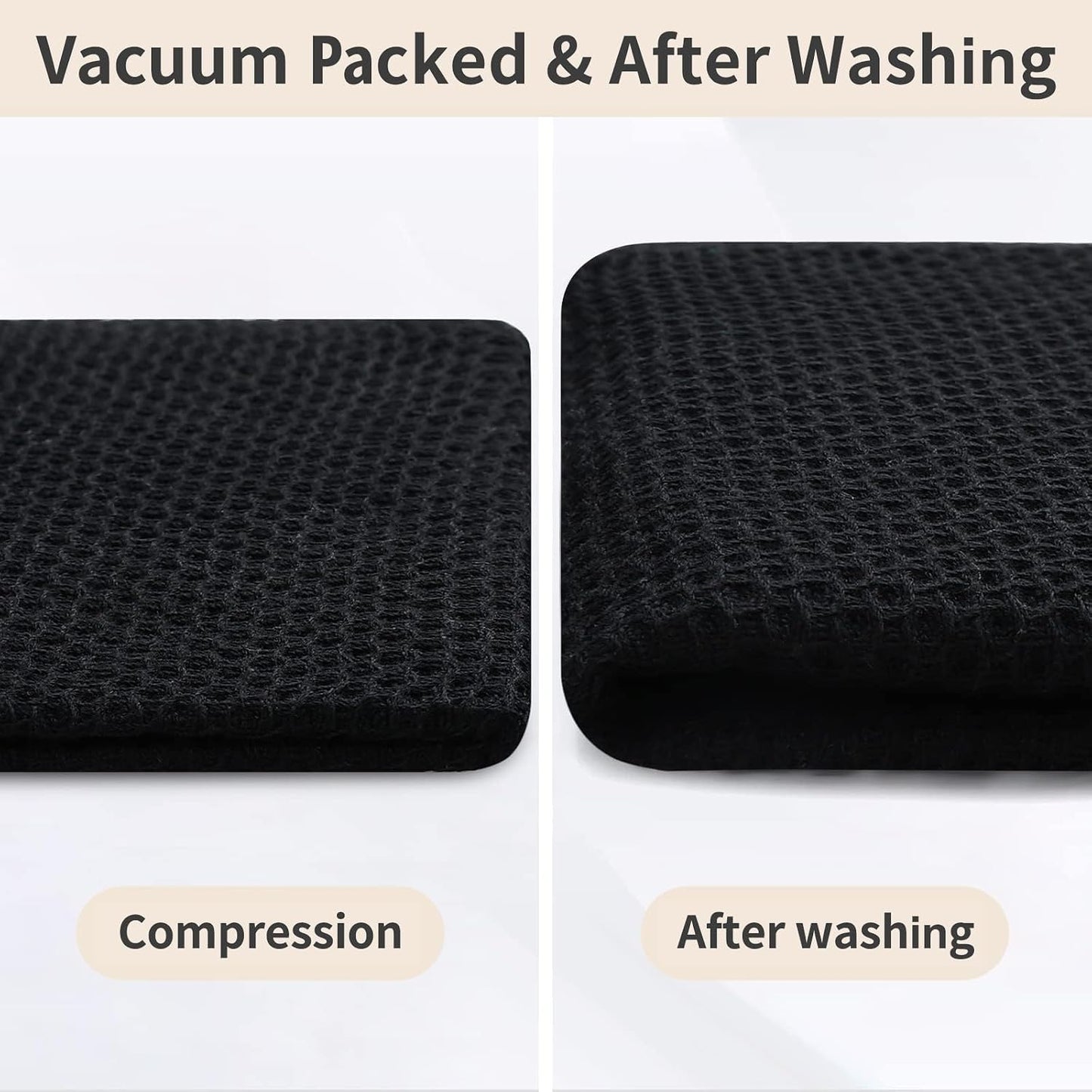 Homaxy 12 Pack 100% Cotton Kitchen Towels and Dishcloths Set, Black | 12 x 12 Inches and 13 x 28 Inches Kitchen Towels
