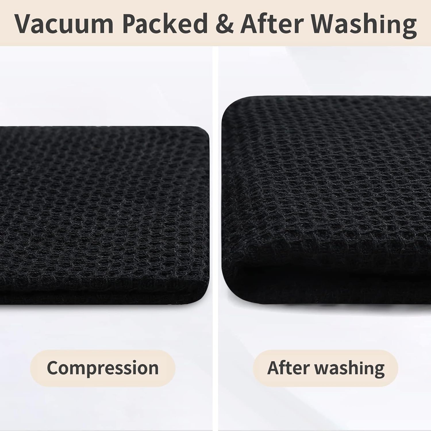 Homaxy 12 Pack 100% Cotton Kitchen Towels and Dishcloths Set, Black | 12 x 12 Inches and 13 x 28 Inches Kitchen Towels