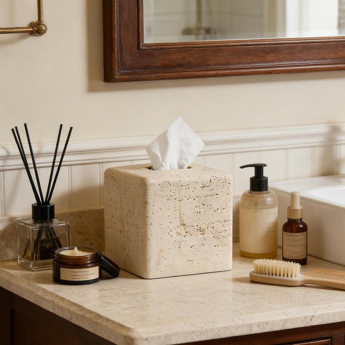 Resin Heavy Tissue Box Holder / Yellow Stone