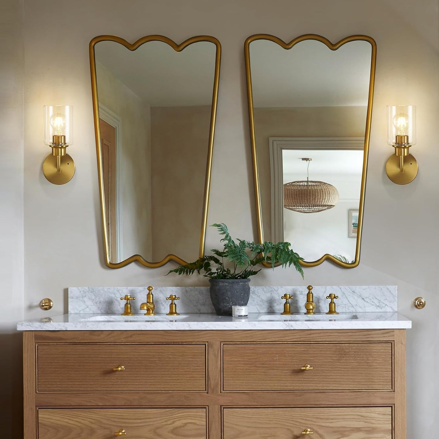 Epinl Battery Operated Wall Sconce Set of Two - Dimmable Wireless Sconces Set of 2 with Remote Control, Cordless