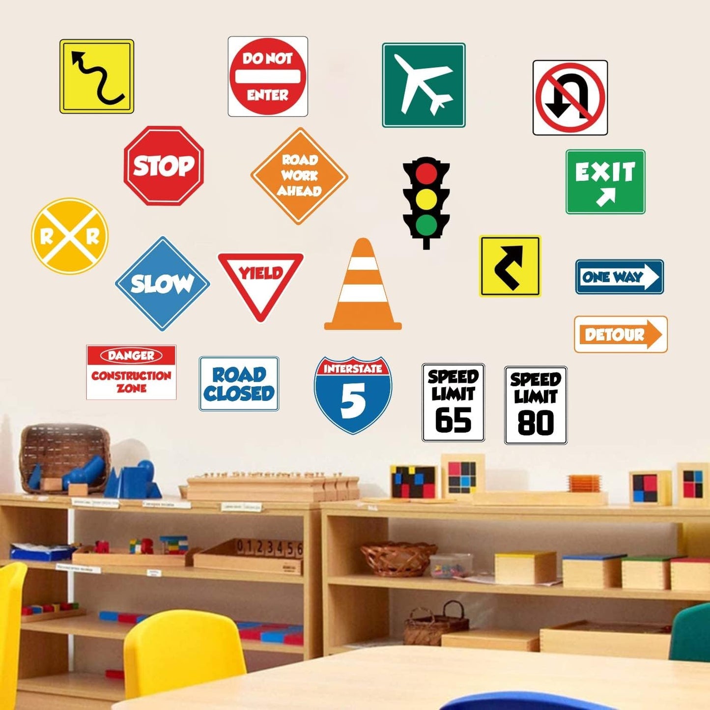 Wall Decal Traffic Sign Wall Stickers Stop Street Transportation Signs Vinyl Decals / Road Signs