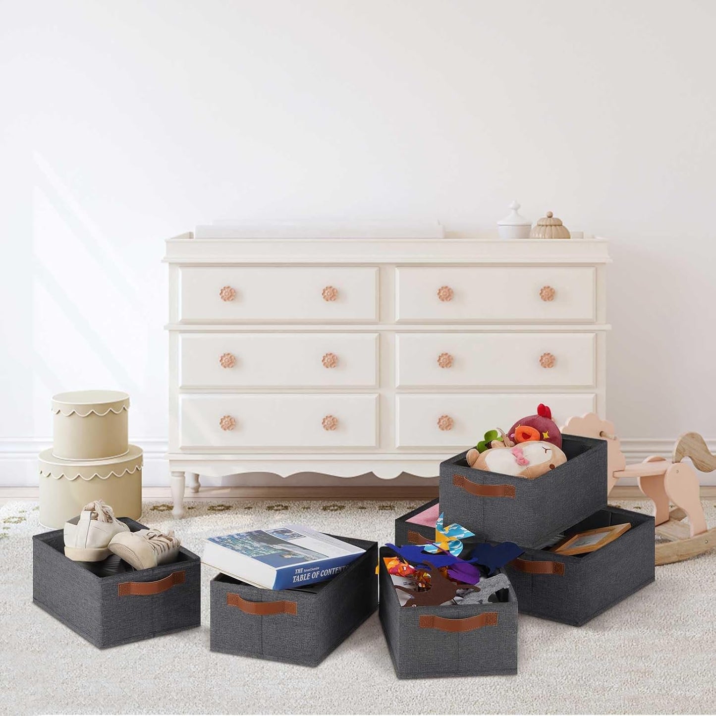 Storage Basket / Fabric Storage Bins / 11.8 x 7.87 x 5.11 / Small / Gray / Set of 6