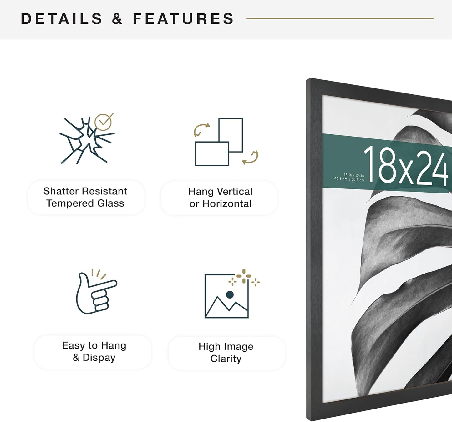 MCS Studio Gallery Poster Frame, 18x24, Black Woodgrain, 1-Pack | Studio Gallery Poster Frame For Photos & Art Prints