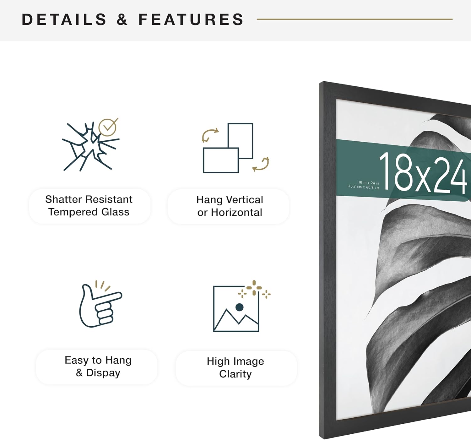 MCS Studio Gallery Poster Frame, 18x24, Black Woodgrain, 1-Pack | Studio Gallery Poster Frame For Photos & Art Prints