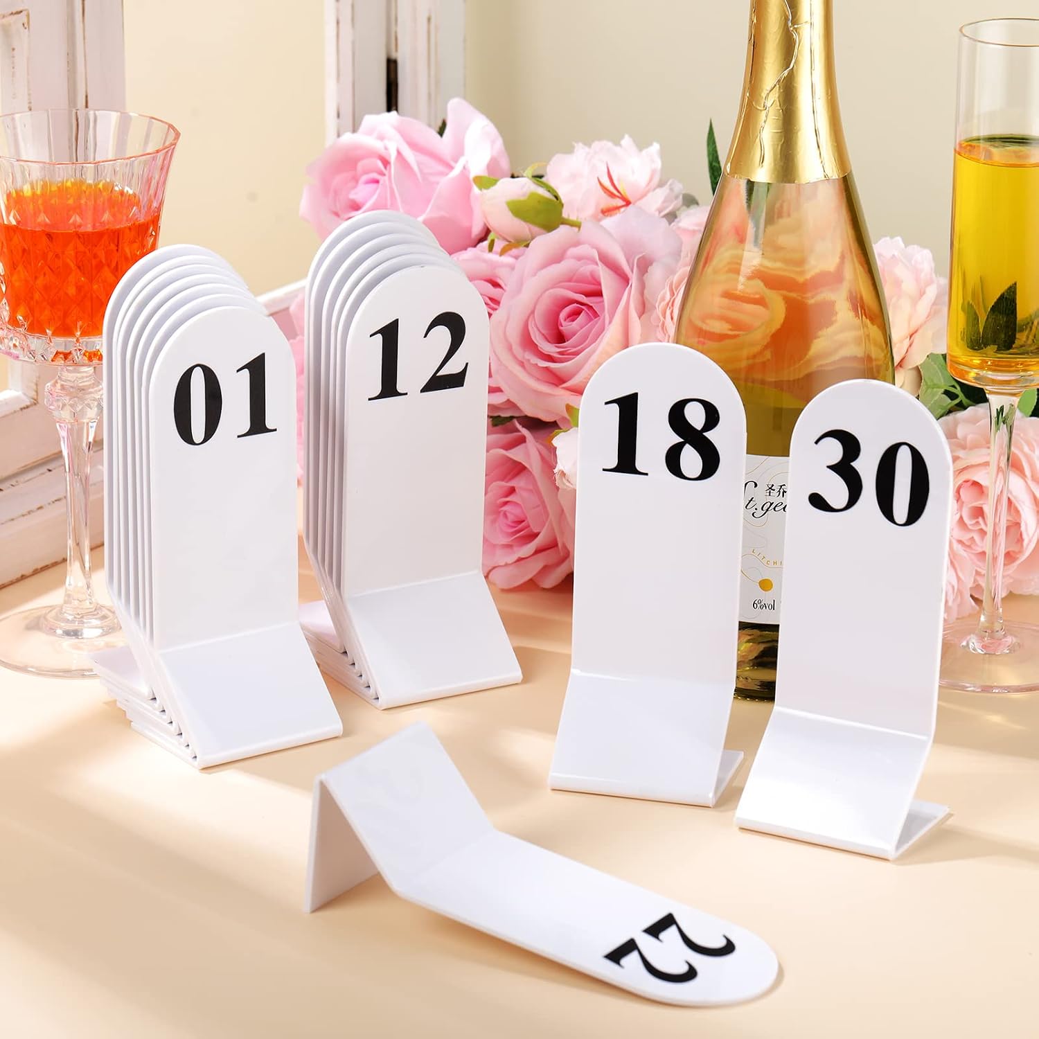 50 Pcs Table Numbers 1-50 Acrylic Double Sided Number Cards for Restaurant Acrylic Tent Table Holders Tent Cards